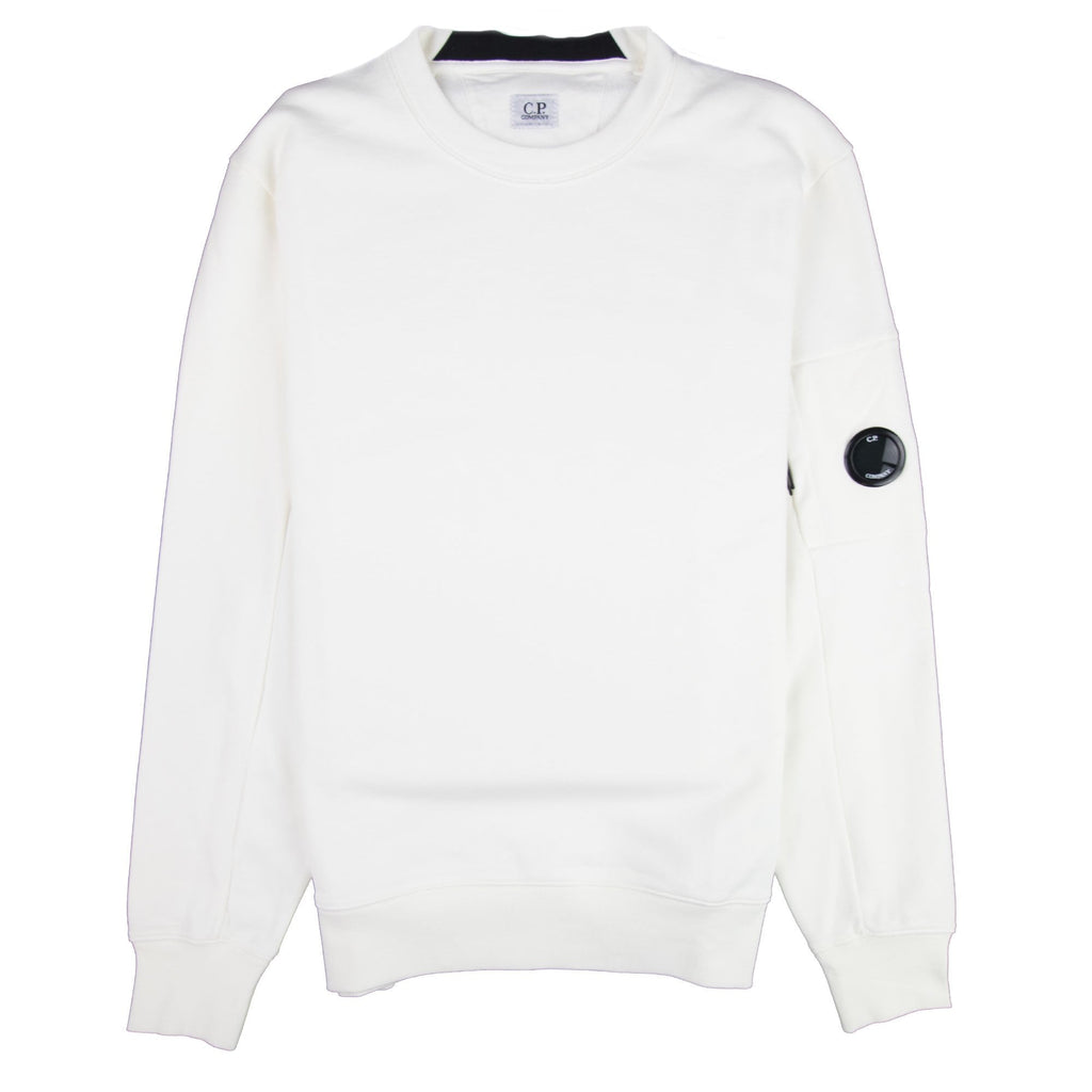 CP Company Diagonal Raised Fleece Lens Crew Sweatshirt Off White 103