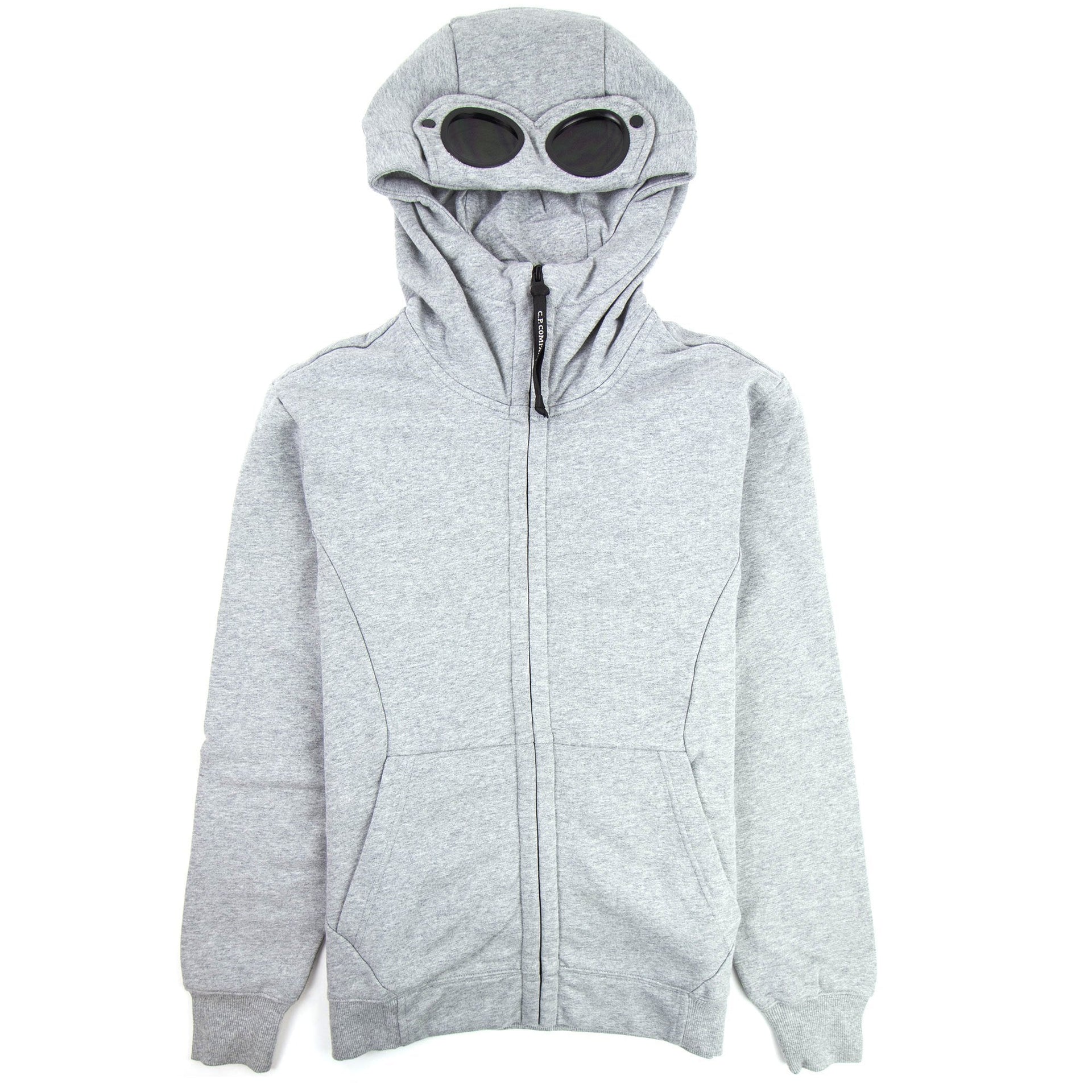 CP Company Diagonal Raised Fleece Goggle Full Zip Hoodie Grey M93 – Onu