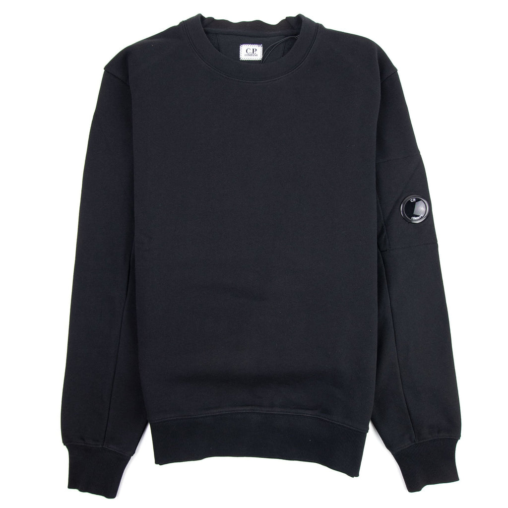 CP Company Diagonal Raised Fleece Lens Crew Sweatshirt Black 999