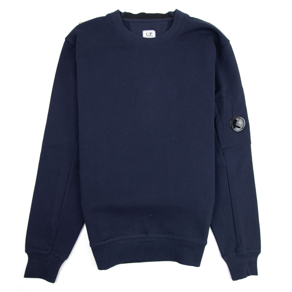 CP Company Diagonal Raised Fleece Lens Crew Sweatshirt Navy 888