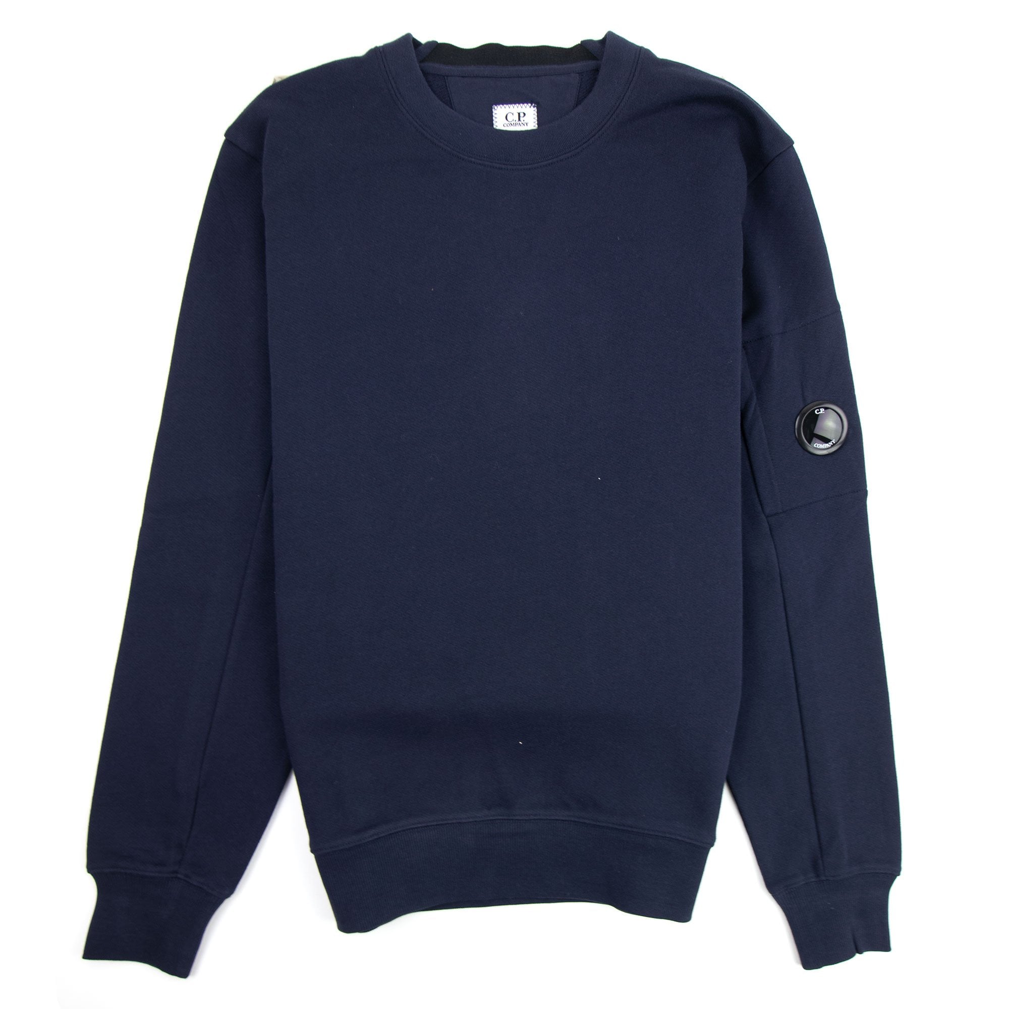 CP Company Diagonal Raised Fleece Lens Crew Sweatshirt Navy 888