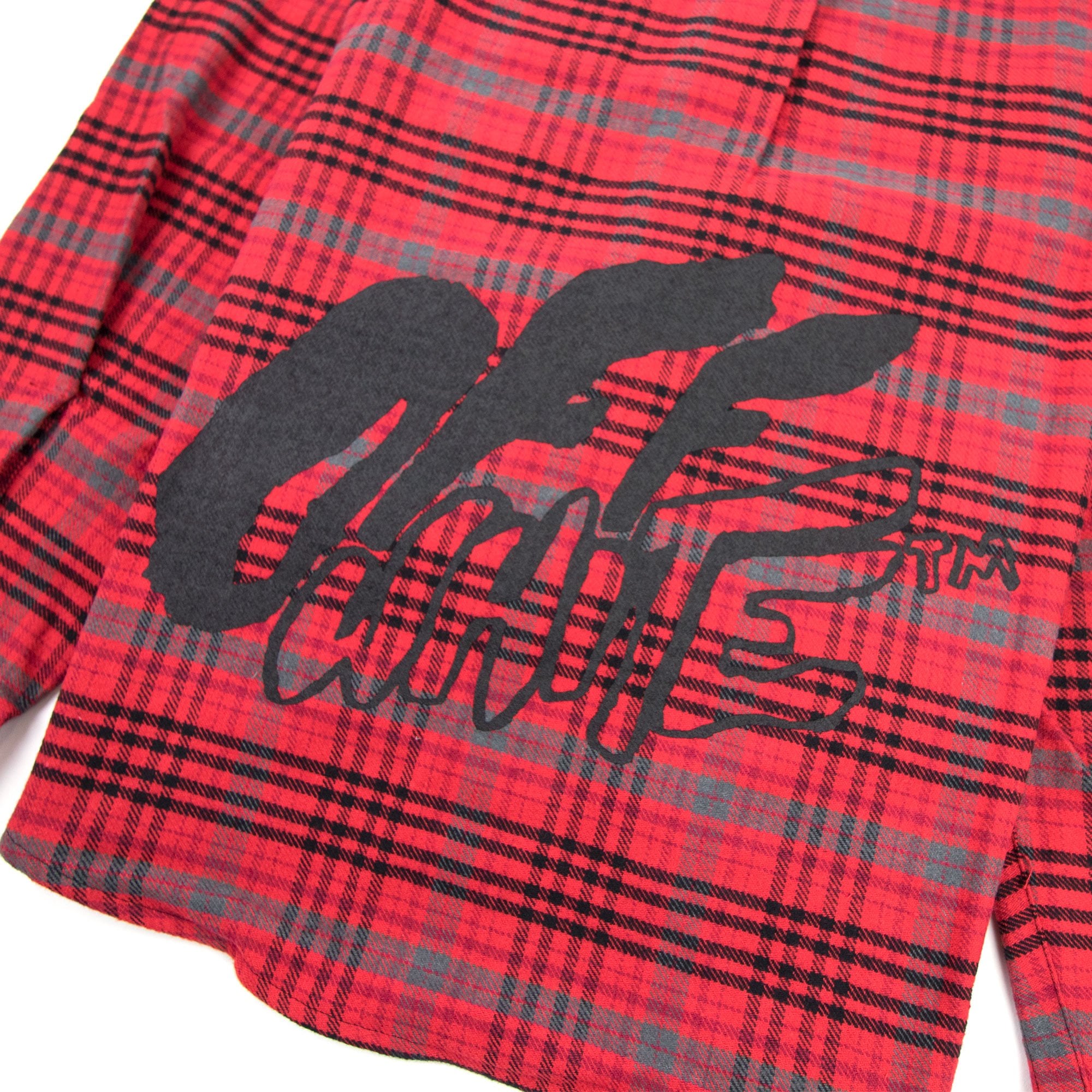 Off White Checked Oversized Flannel Overshirt Red/black