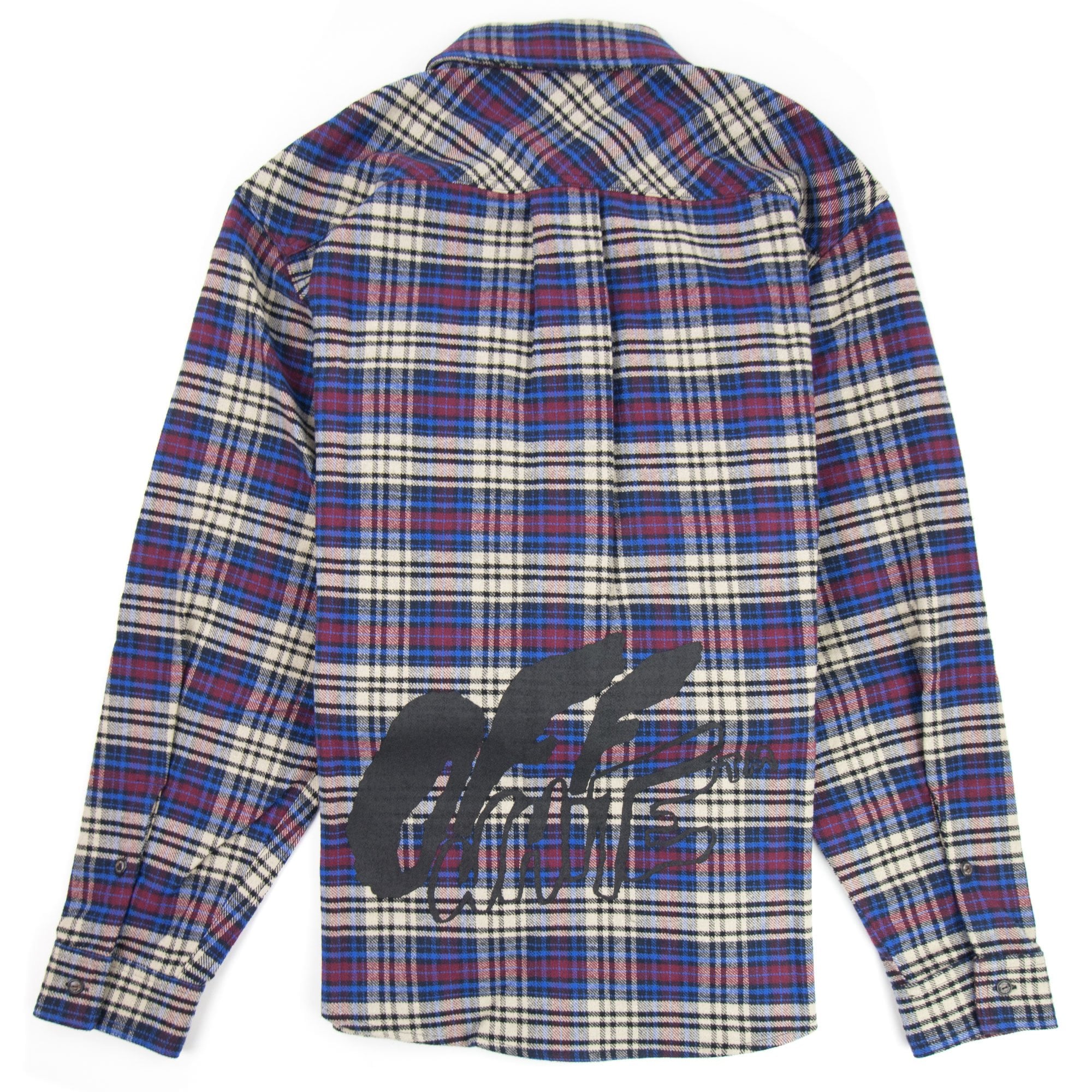 Off White Checked Oversized Flannel Shirt Blue/black