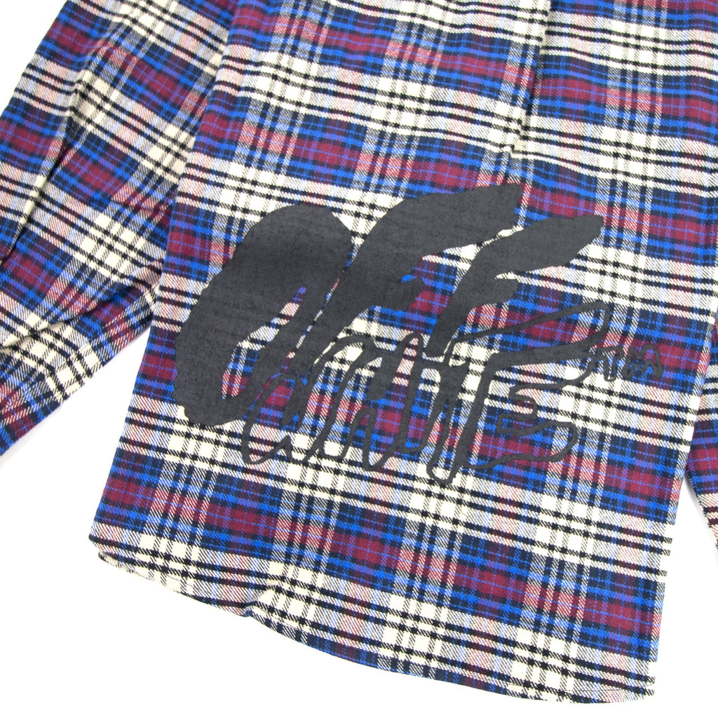 Off White Checked Oversized Flannel Shirt Blue/black