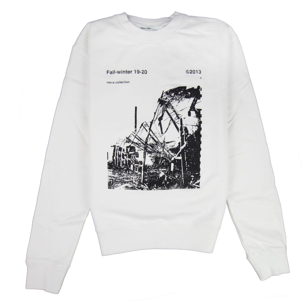 Off White Ruined Factory Crew Neck Sweatshirt White/black