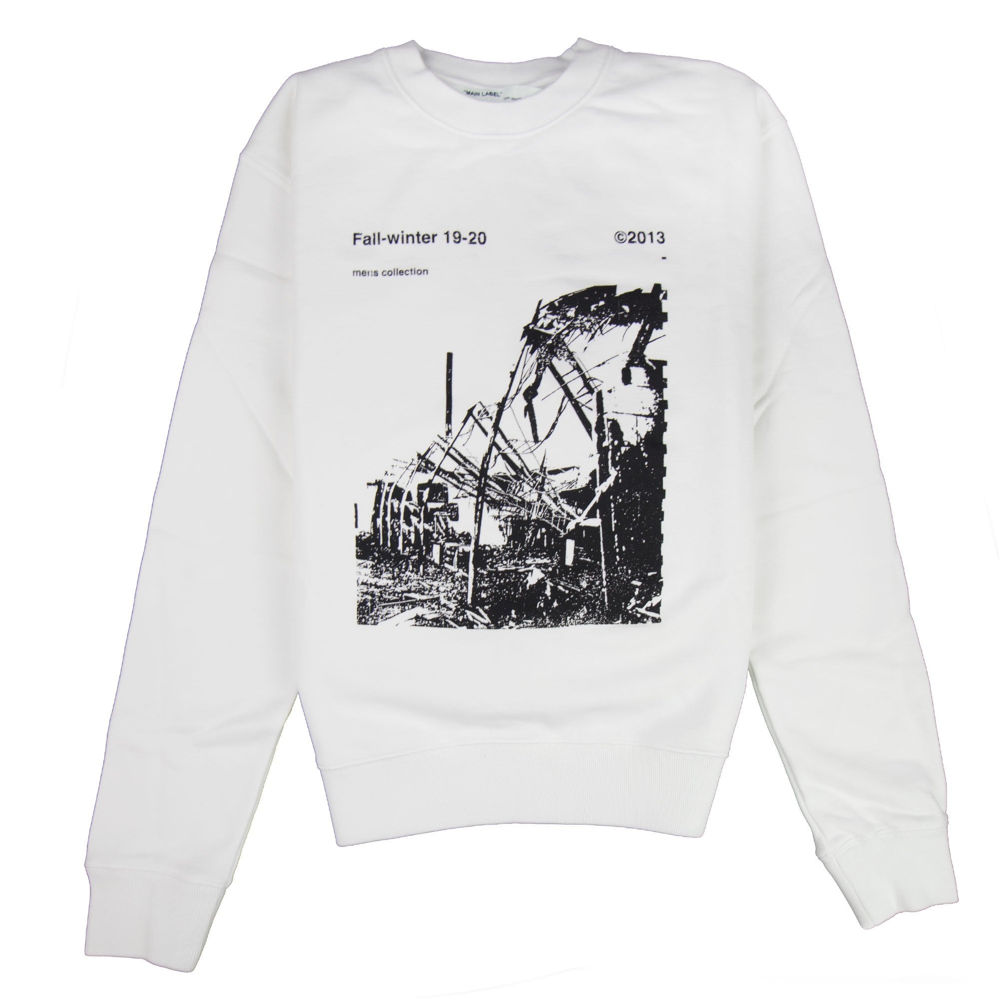 Off White Ruined Factory Crew Neck Sweatshirt White/black