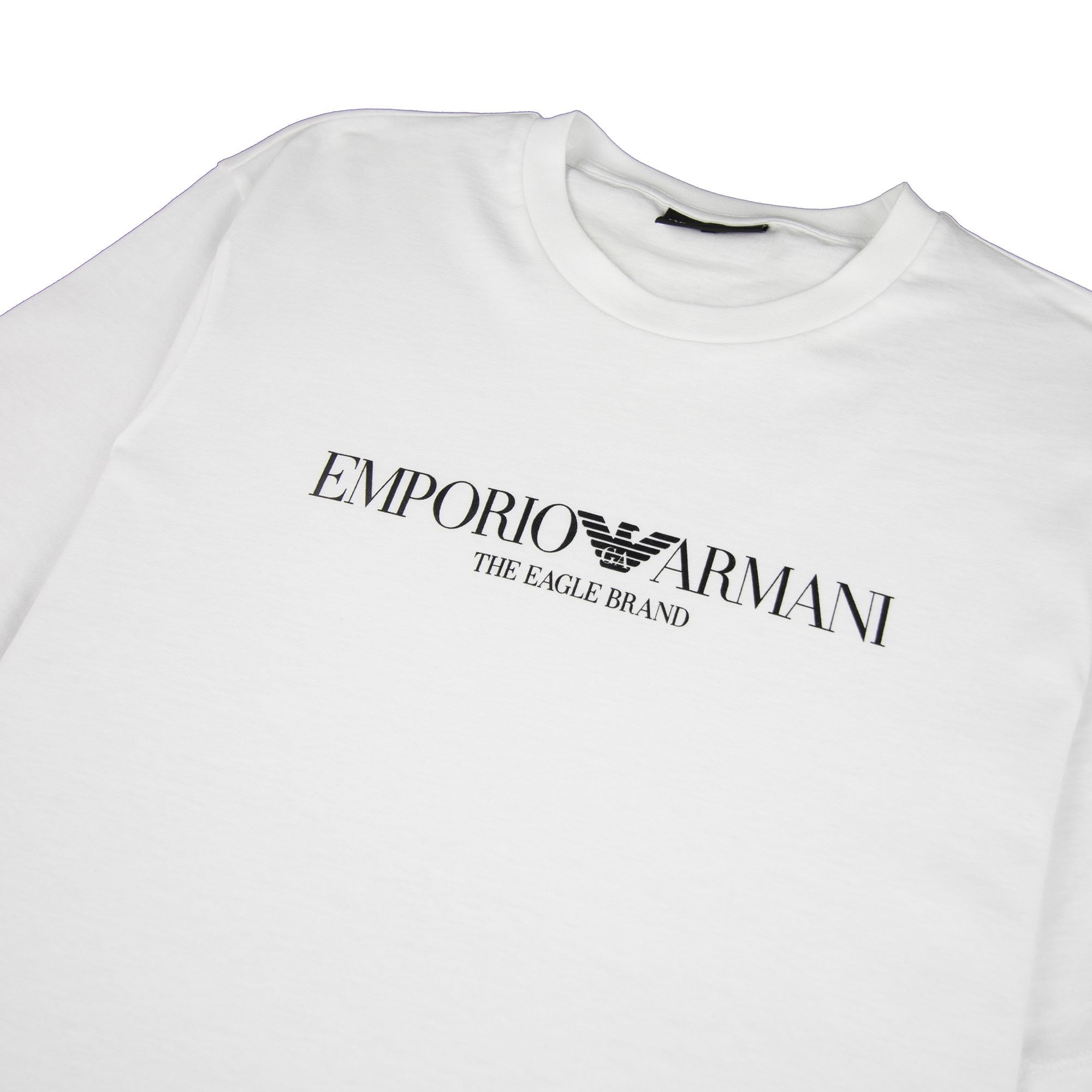 Emporio Armani The Eagle Brand Logo Printed T Shirt White 0100