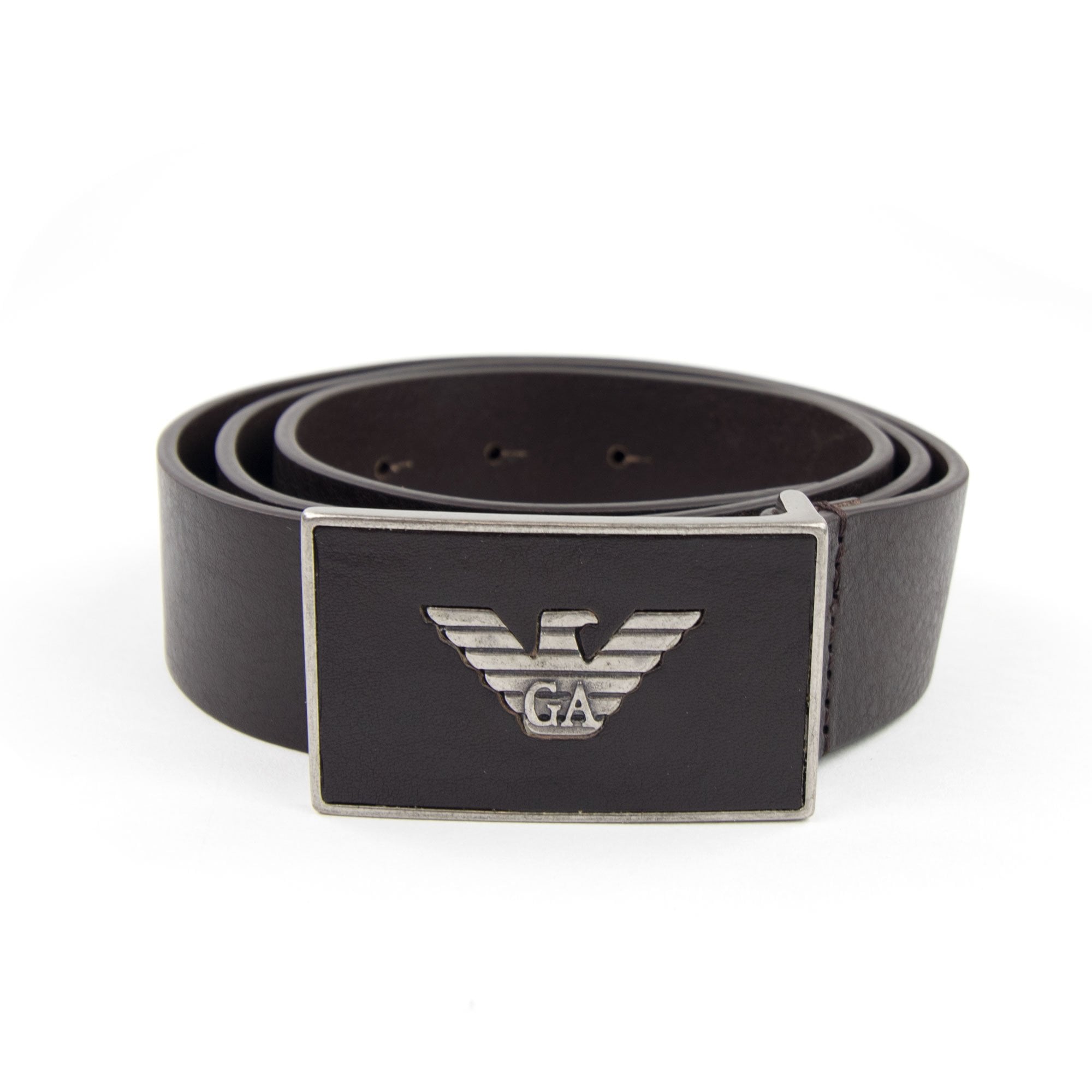 Emporio Armani Vintage Eagle Logo Cintura Belt Dark Tan