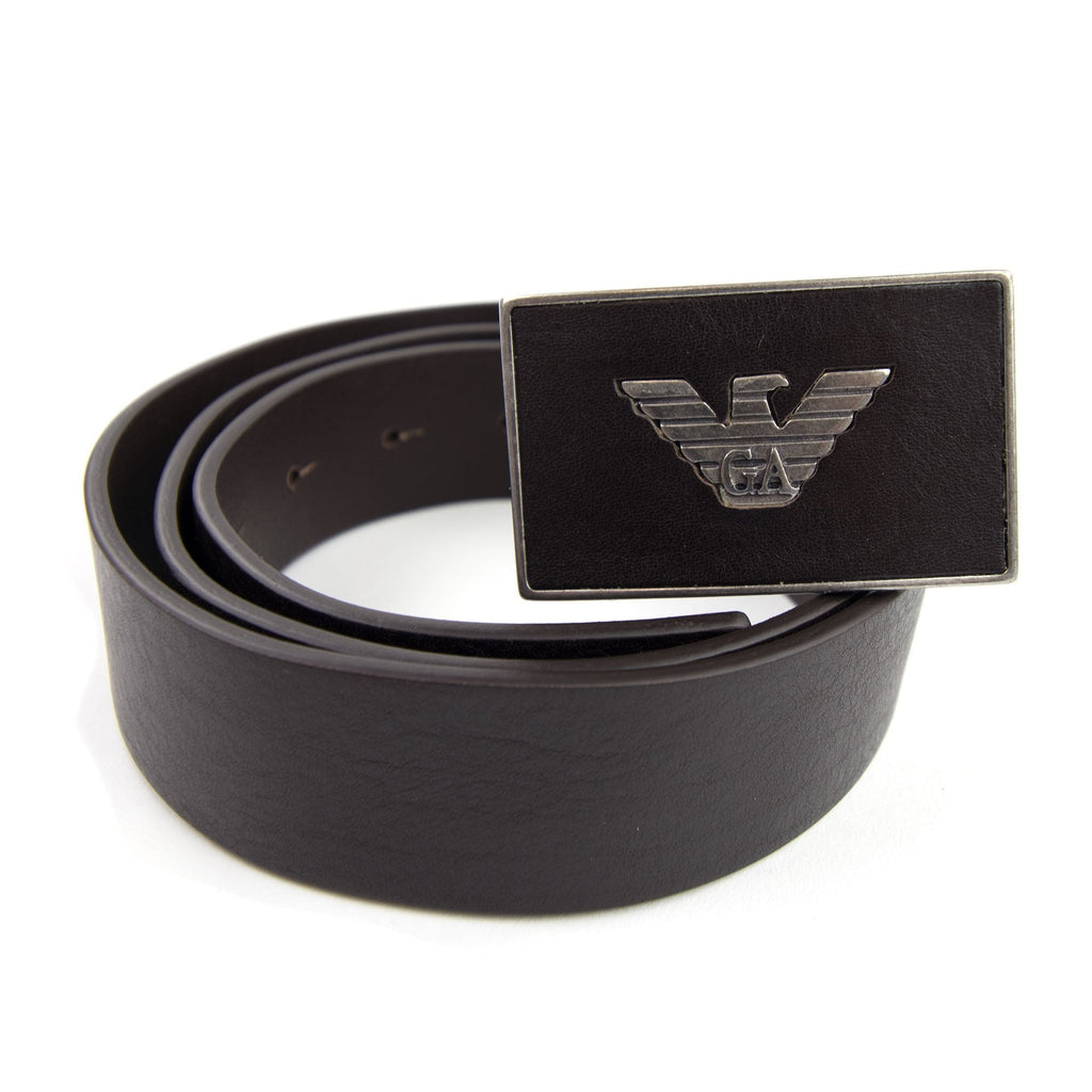 Emporio Armani Vintage Eagle Logo Cintura Belt Dark Tan