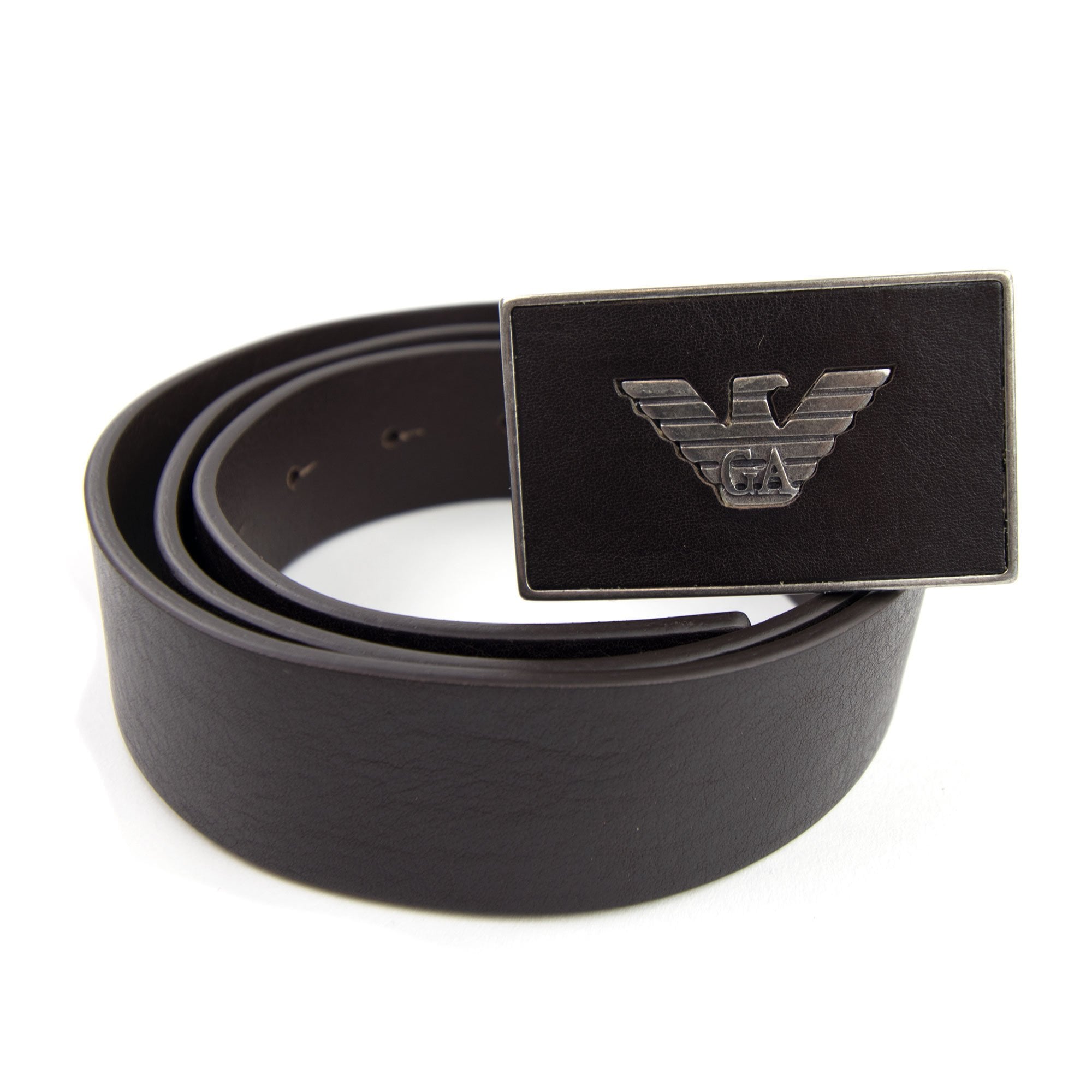 Emporio Armani Vintage Eagle Logo Cintura Belt Dark Tan
