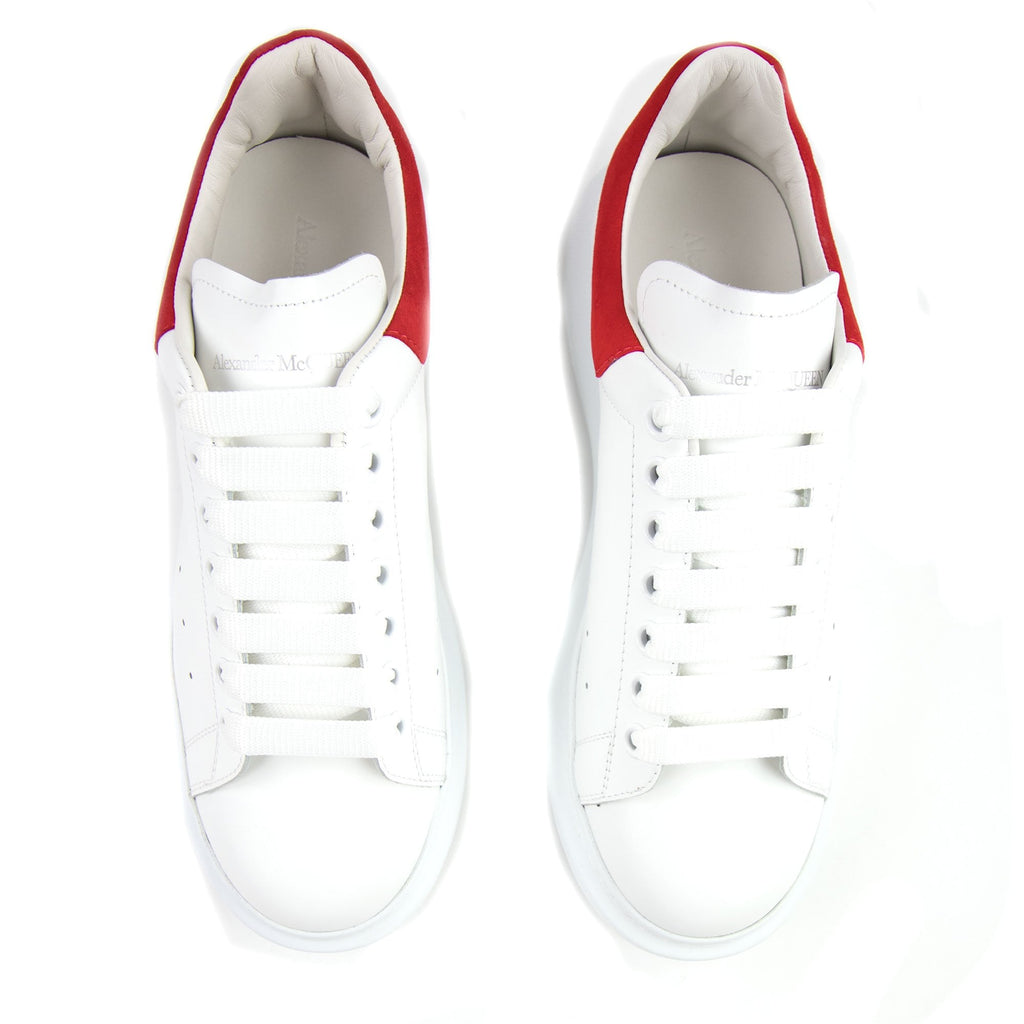 Alexander Mcqueen Exaggerated-sole Leather Sneakers 9676 White/red Velour