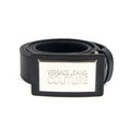 Versace Jeans Couture Logo Plate Buckle Leather Belt Black 899