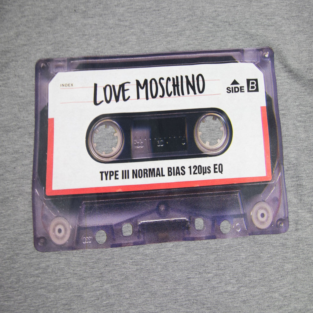 Love Moschino Cassette Print Logo T-Shirt Grey B733