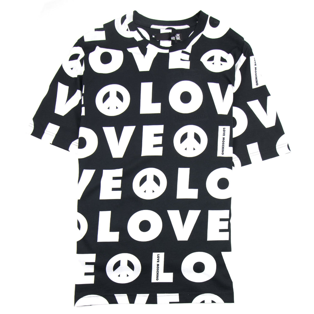 Love Moschino All Over Love Printed T-Shirt Black/white