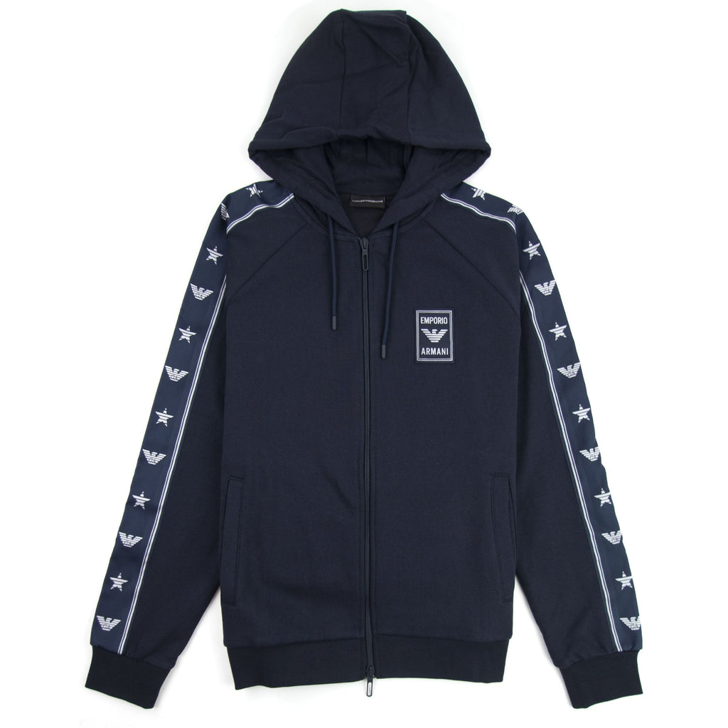 Emporio Armani Starry Side Stripes Zipped Sweatshirt Navy Blue 0922