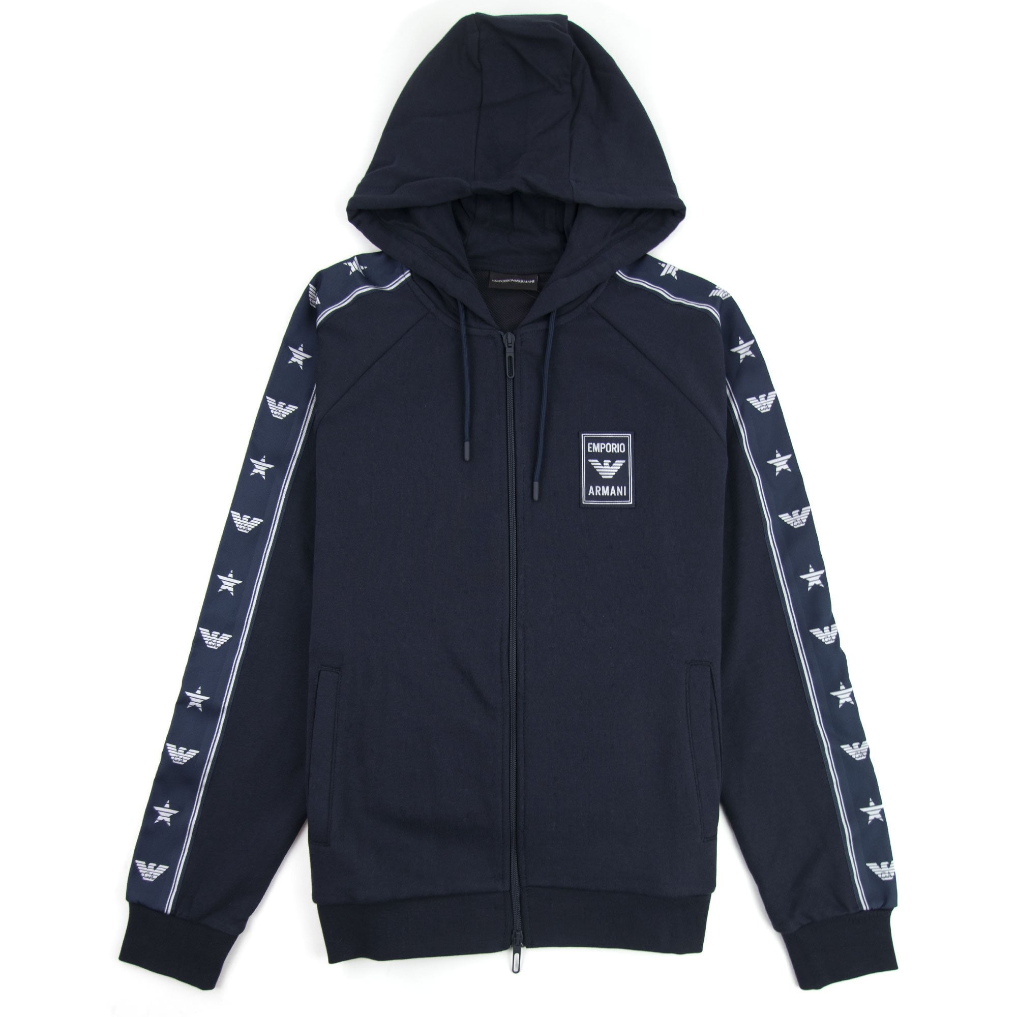 Emporio Armani Starry Side Stripes Zipped Sweatshirt Navy Blue 0922