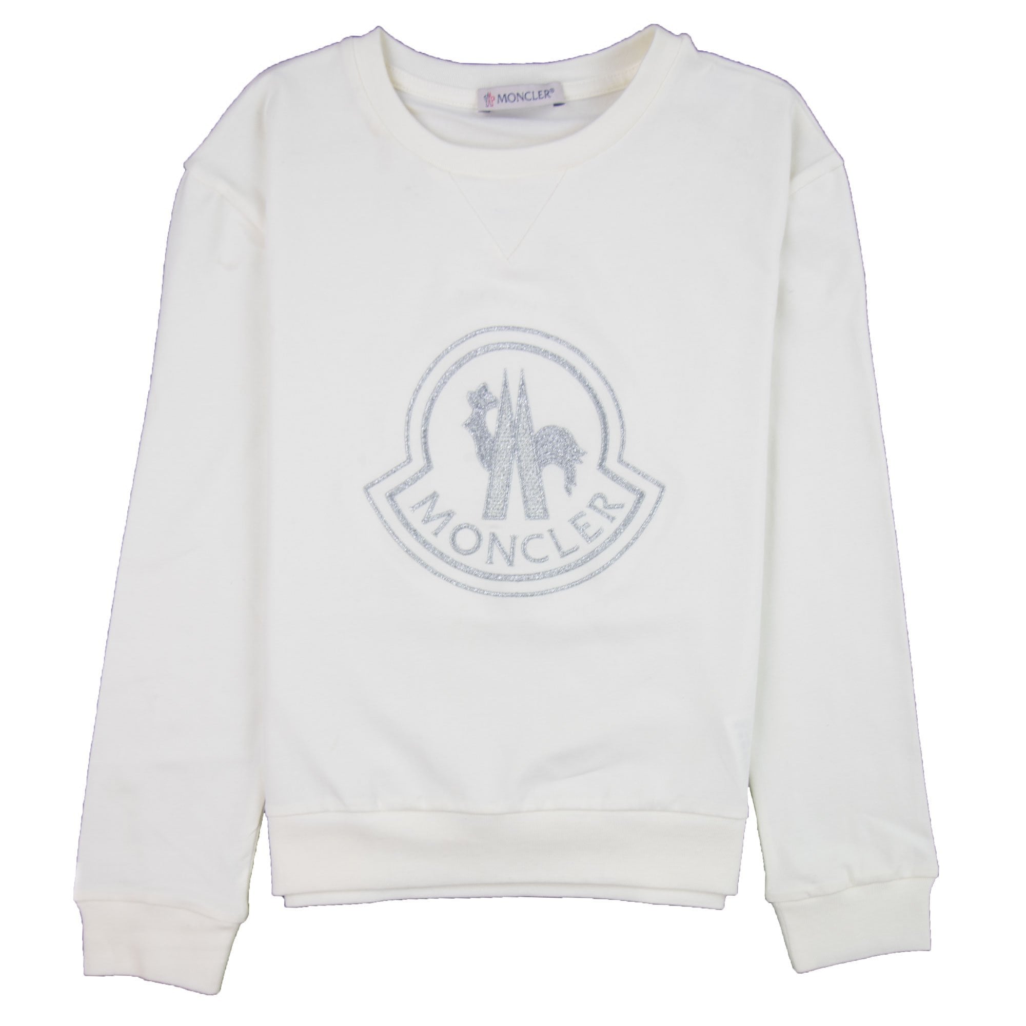 Moncler Junior Maglia Metallic Logo L/s T-shirt White 034