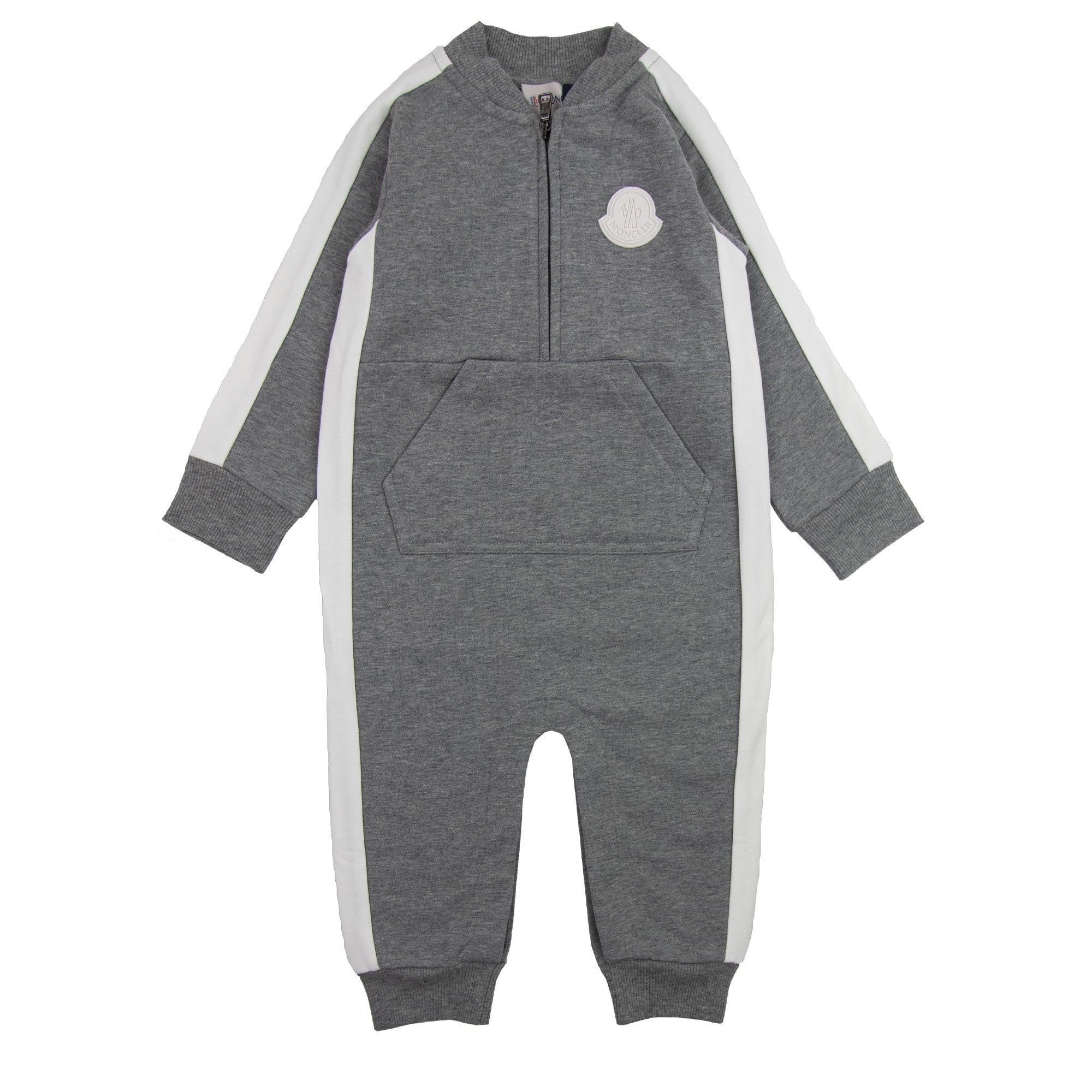 Moncler Junior Pagliaccetto Rubber Logo Romper Grey 986