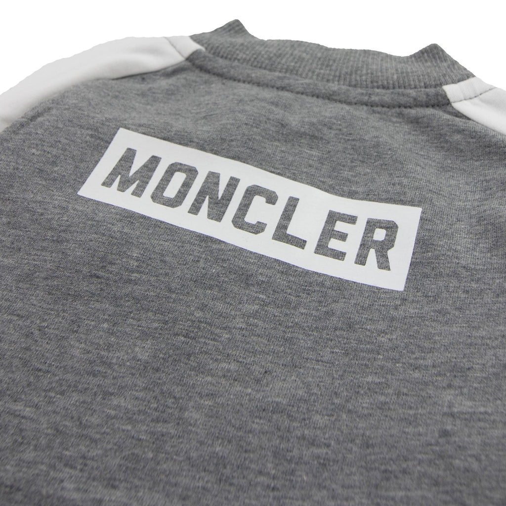 Moncler Junior Pagliaccetto Rubber Logo Romper Grey 986