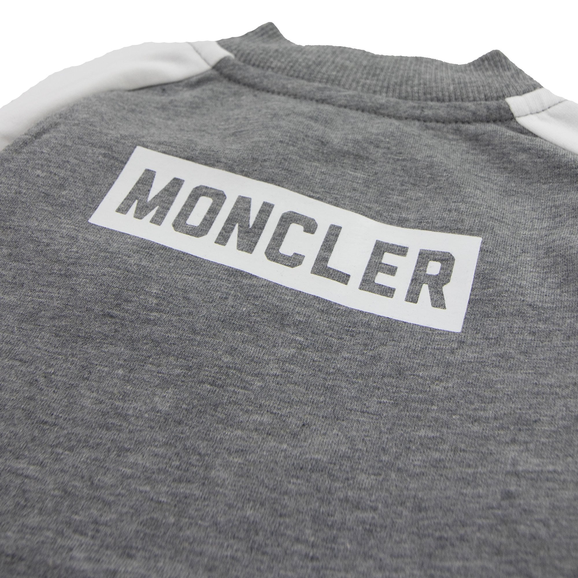 Moncler Junior Pagliaccetto Rubber Logo Romper Grey 986