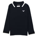 Emporio Armani Junior Eagle Patch Tipped Long Sleeve Polo Navy Blue 0922