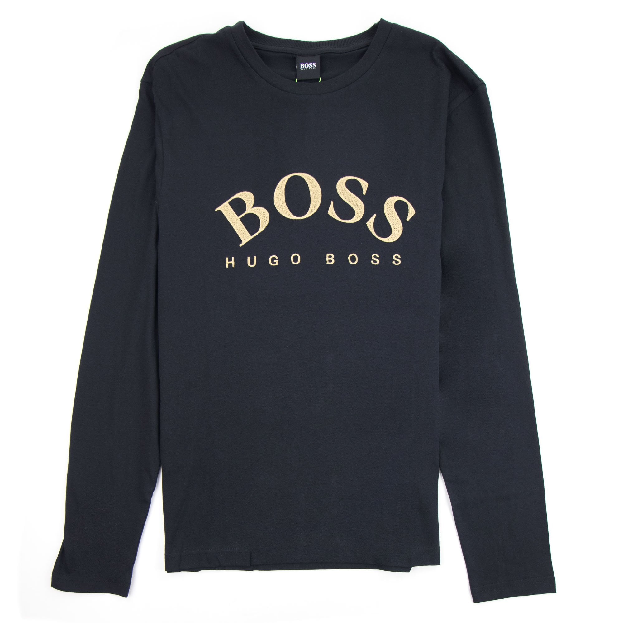 Hugo Boss Curved Embroidered Large Logo Togn LS T-Shirt