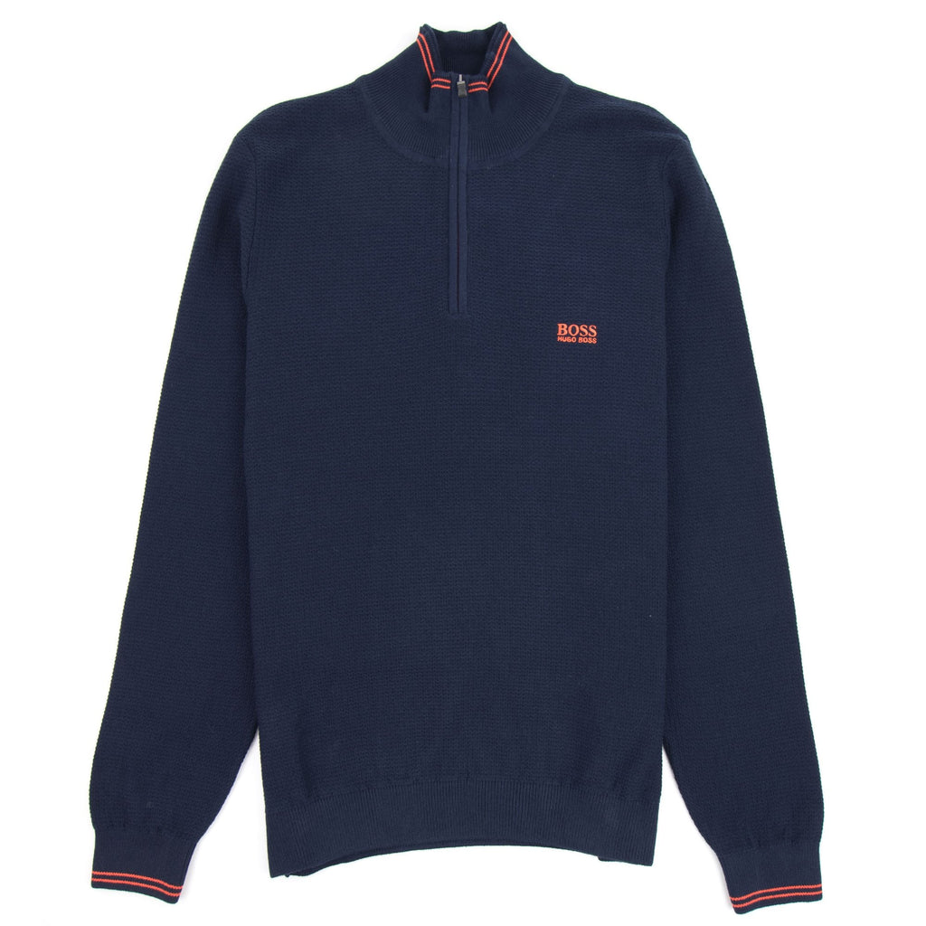 Hugo Boss Small Logo Quarter Zip Sweatshirt 410 Navy