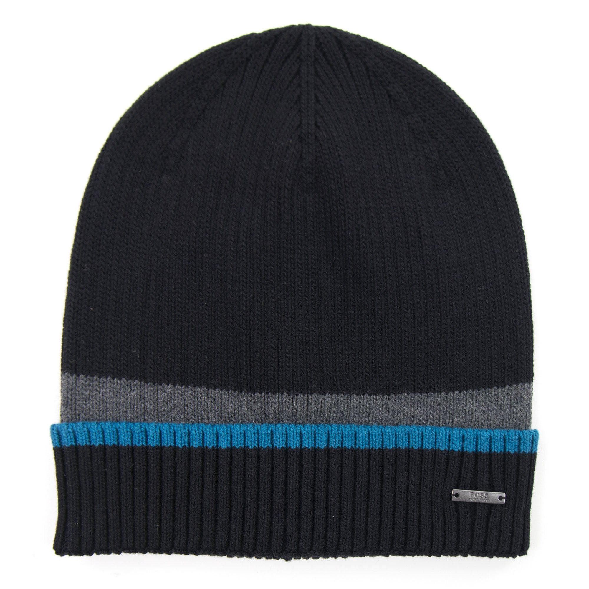 Hugo Boss Ribbed Striped Beanie Black