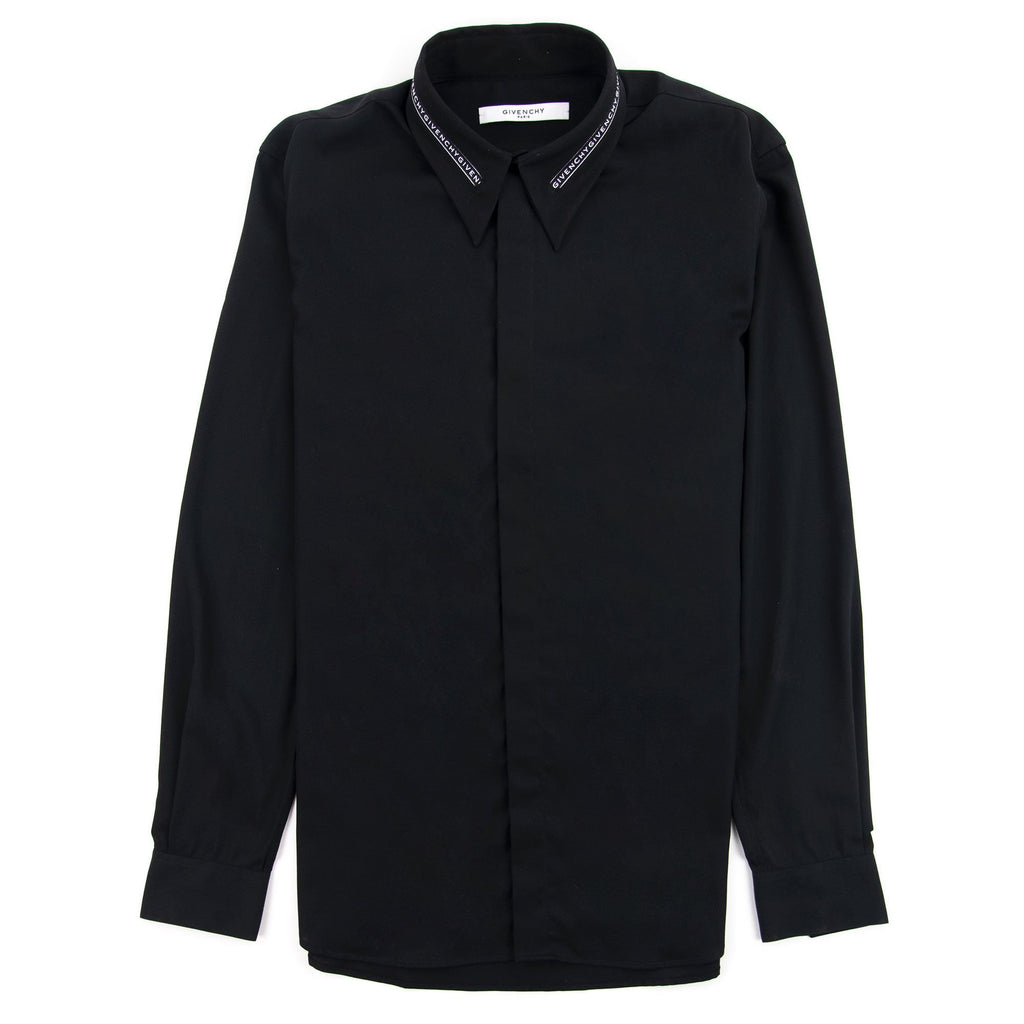 Givenchy Shirt In Cotton Twill With Collar Webbing Black