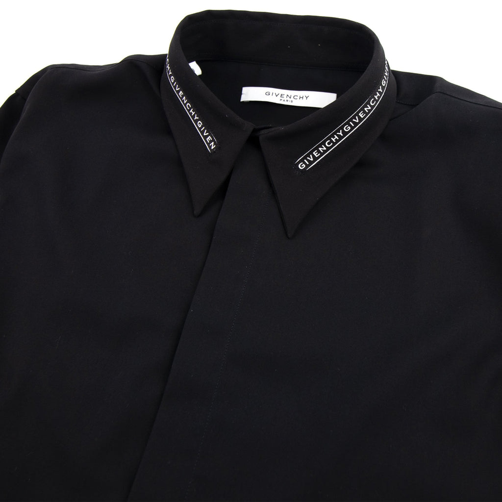 Givenchy Shirt In Cotton Twill With Collar Webbing Black