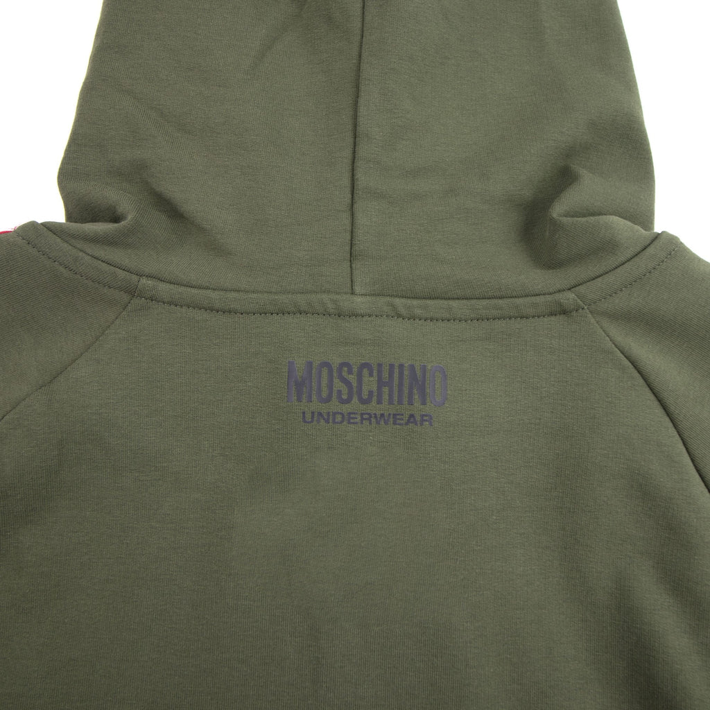 Moschino Underwear Tape Logo Pocket Zip Up Hoody Khaki 0430