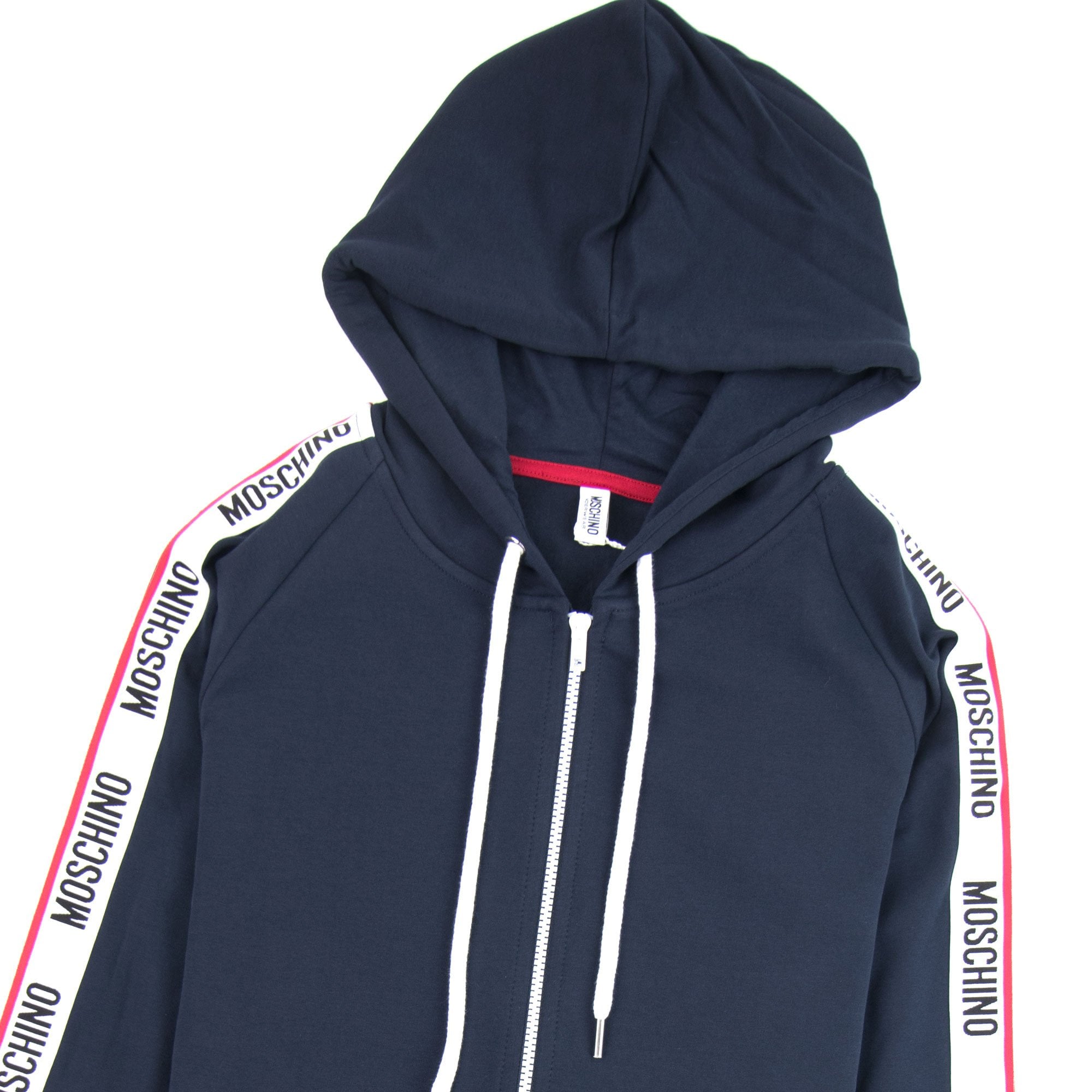 Moschino Underwear 2pcs Tracksuit Tape Logo Zip Up Hoody Navy 0290