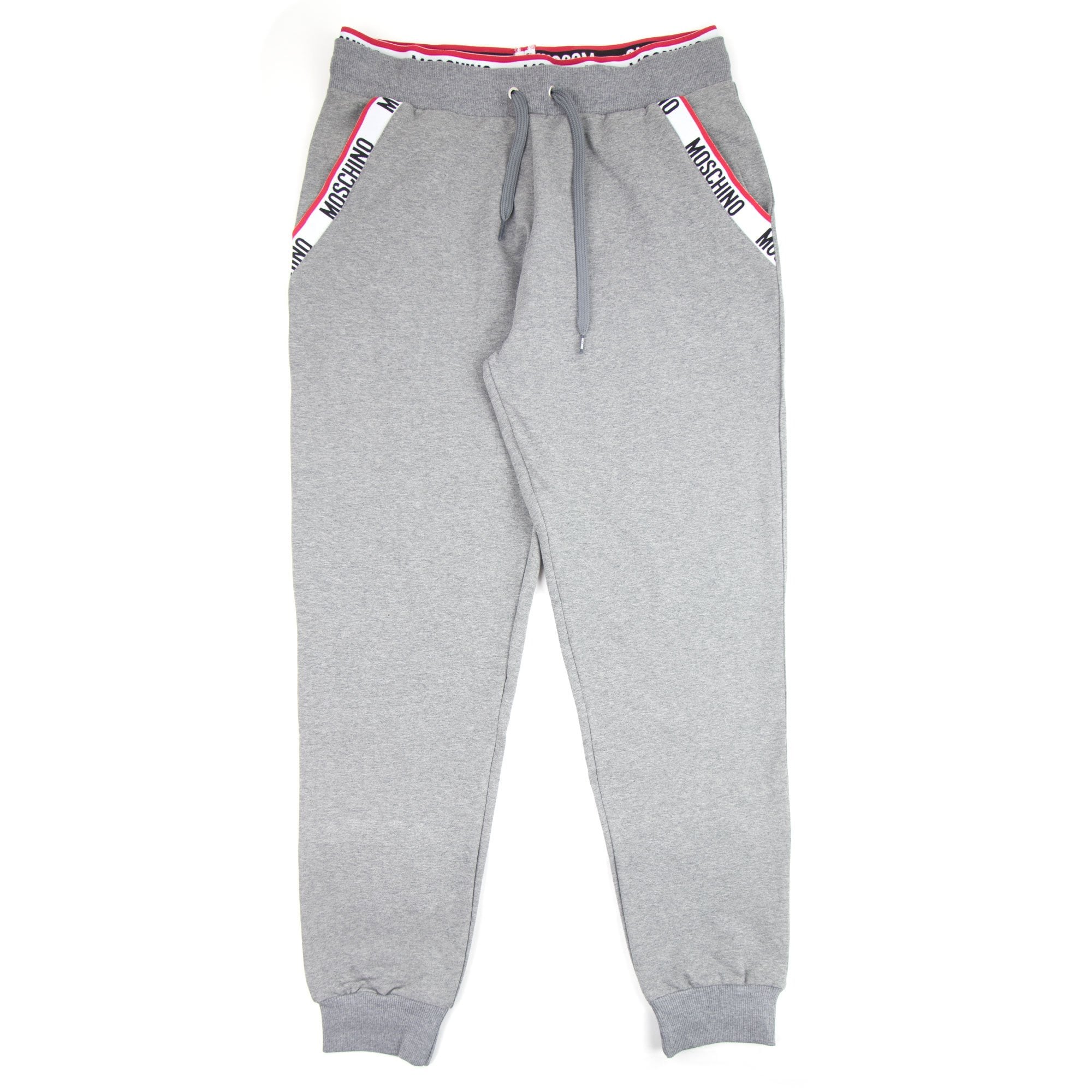 Moschino Underwear 2pcs Tracksuit Tape Logo Pocket Zip Up Hoody Grey 0506