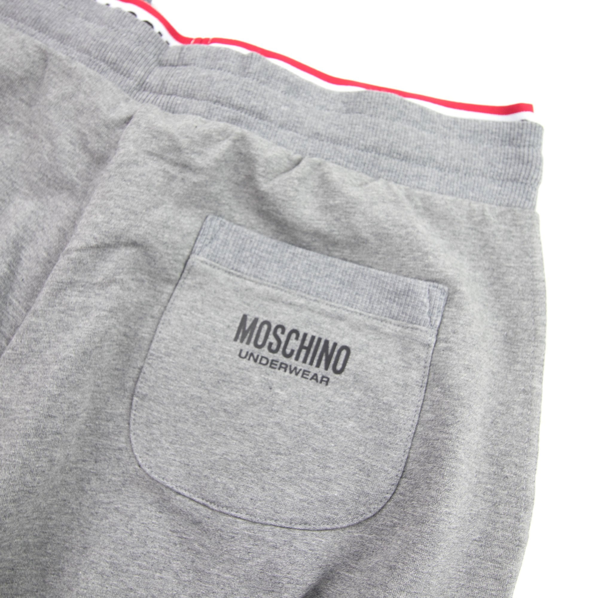 Moschino Underwear 2pcs Tracksuit Tape Logo Pocket Zip Up Hoody Grey 0506
