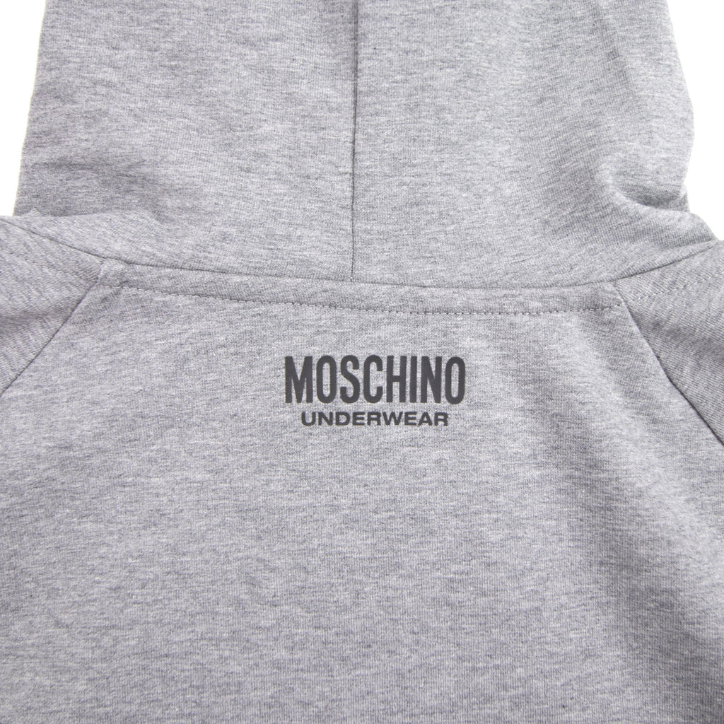 Moschino Underwear 2pcs Tracksuit Tape Logo Pocket Zip Up Hoody Grey 0506