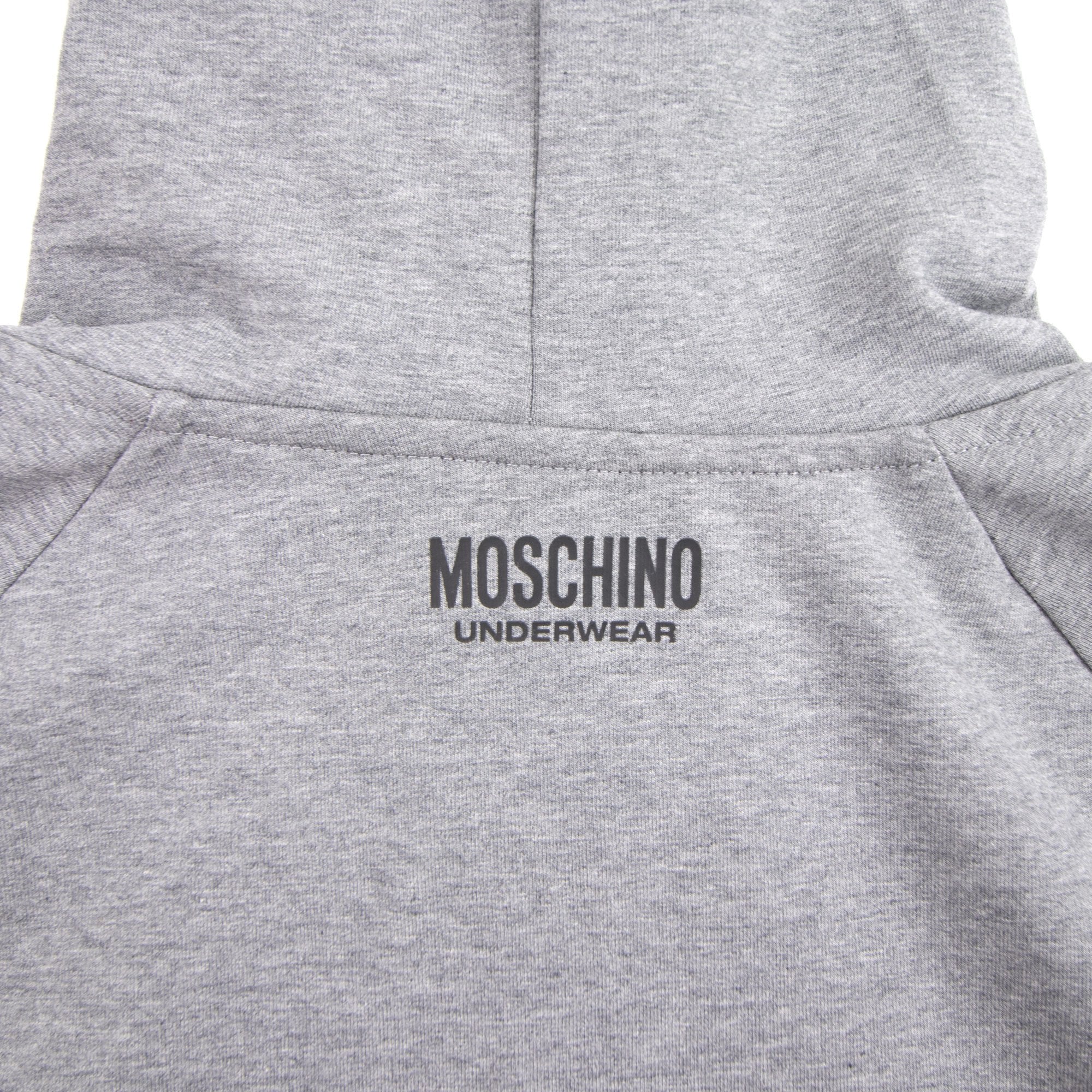 Moschino Underwear 2pcs Tracksuit Tape Logo Pocket Zip Up Hoody Grey 0506