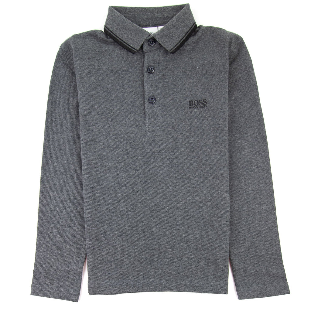 Hugo Boss Kids Long Sleeve Polo Grey