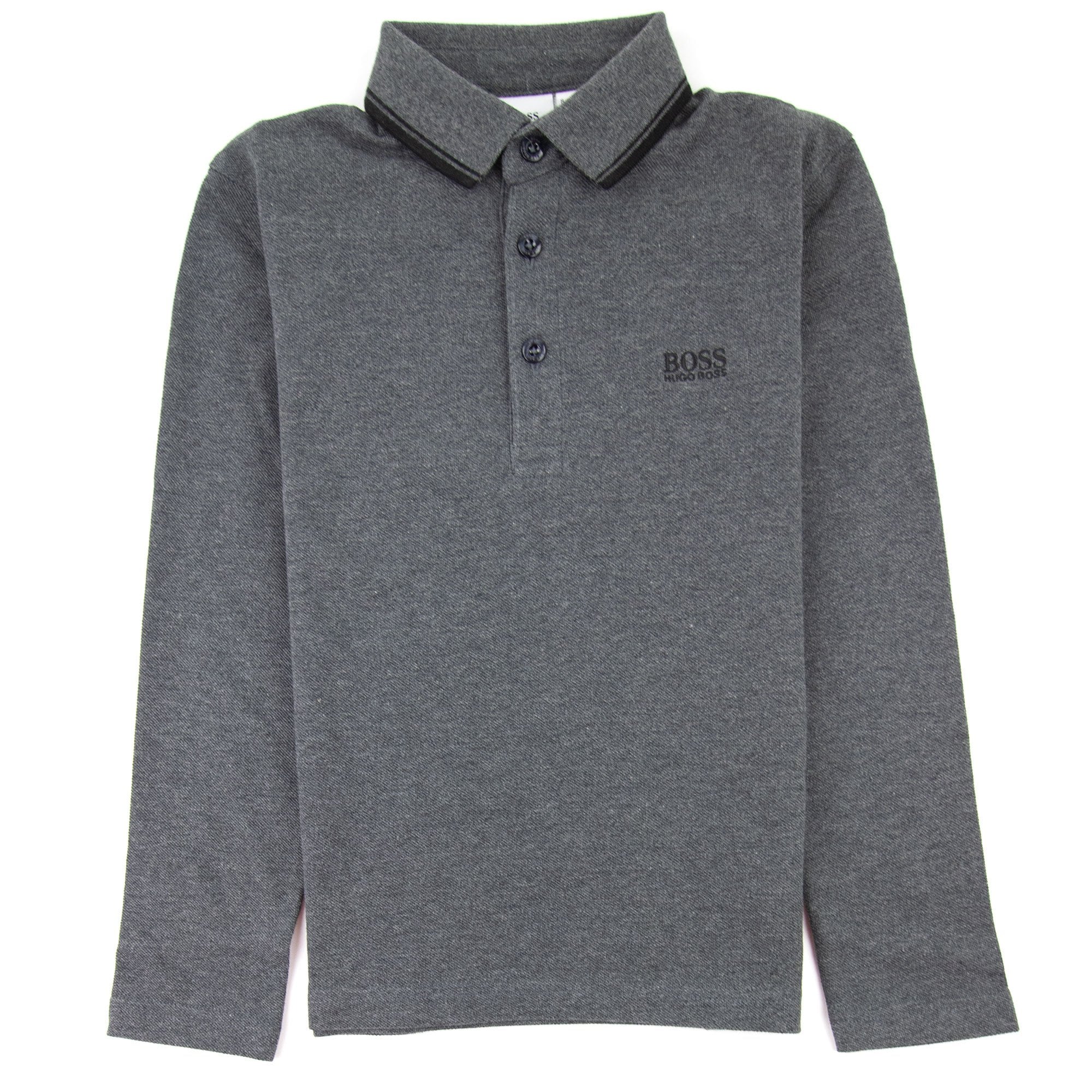 Hugo Boss Kids Long Sleeve Polo Grey