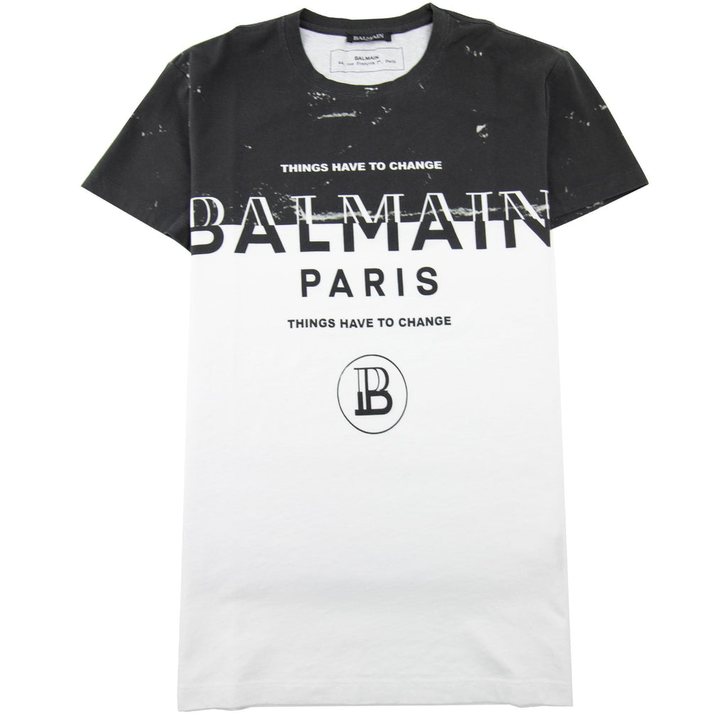 Balmain Paris Logo Print T Shirt Black/White