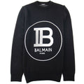 Balmain Circle Logo Knitted Crew Neck Sweatshirt Black