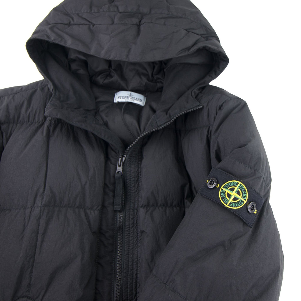 Stone Island Junior 40133 Garment Dyed Crinkle Reps Ny Down Jacket Black V0029