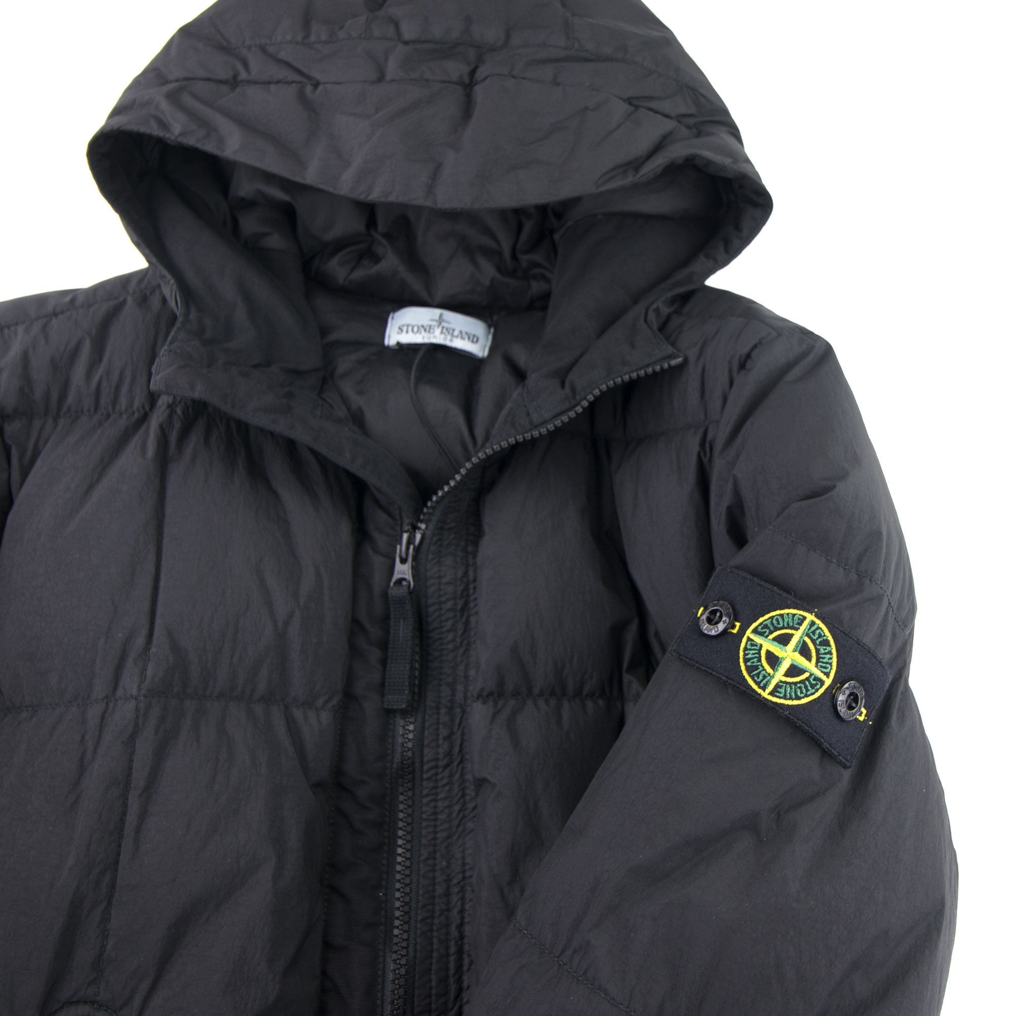 Stone Island Junior 40133 Garment Dyed Crinkle Reps Ny Down Jacket Black V0029
