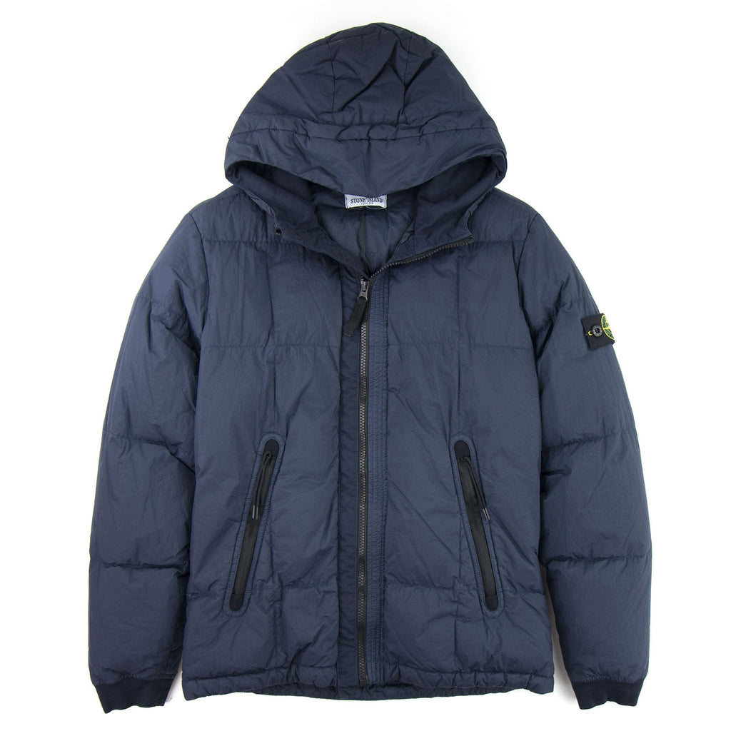 Stone Island Junior 40133 Garment Dyed Crinkle Reps Ny Down Jacket Navy Blue V0020