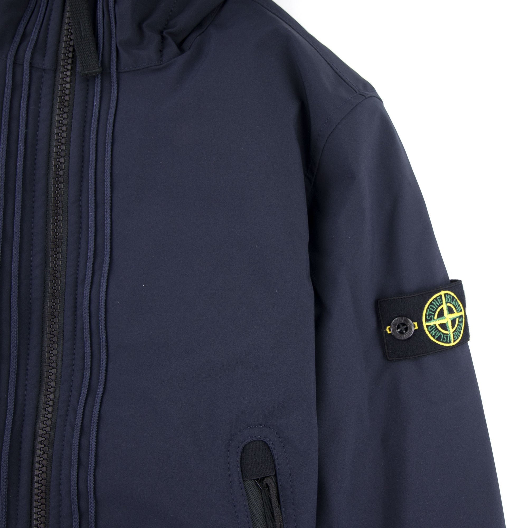 Stone Island Junior Primaloft Hooded Soft Shell Jacket Navy Blue V0020