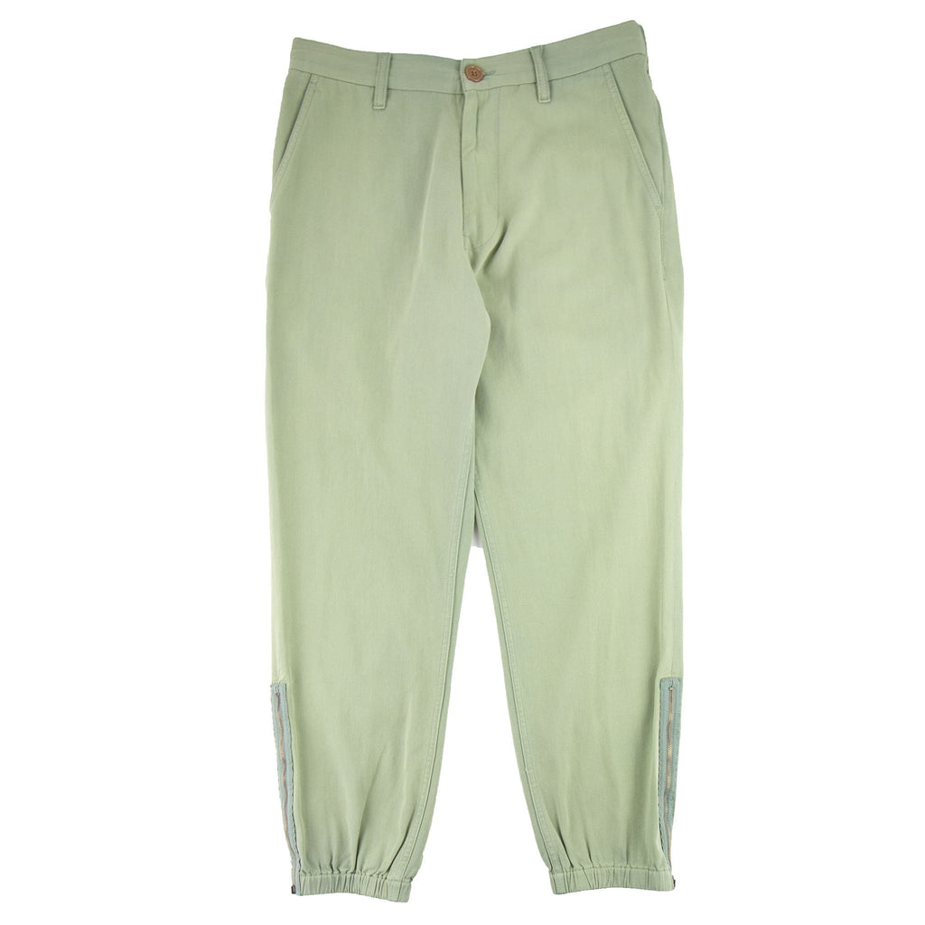 Gucci Lyre Embroidery Cotton Trousers Green