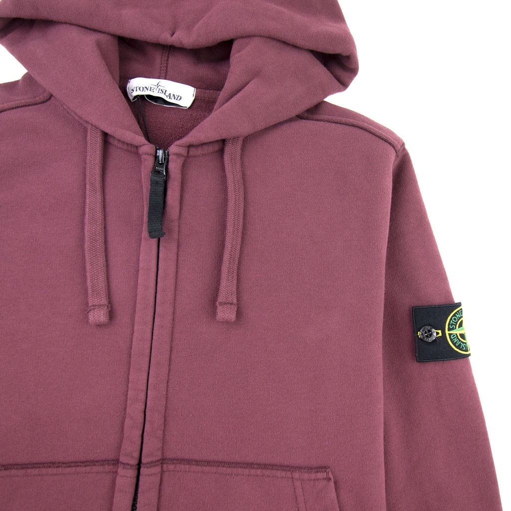 Stone Island 60220 Zip Up Hoodie Burgundy V0011