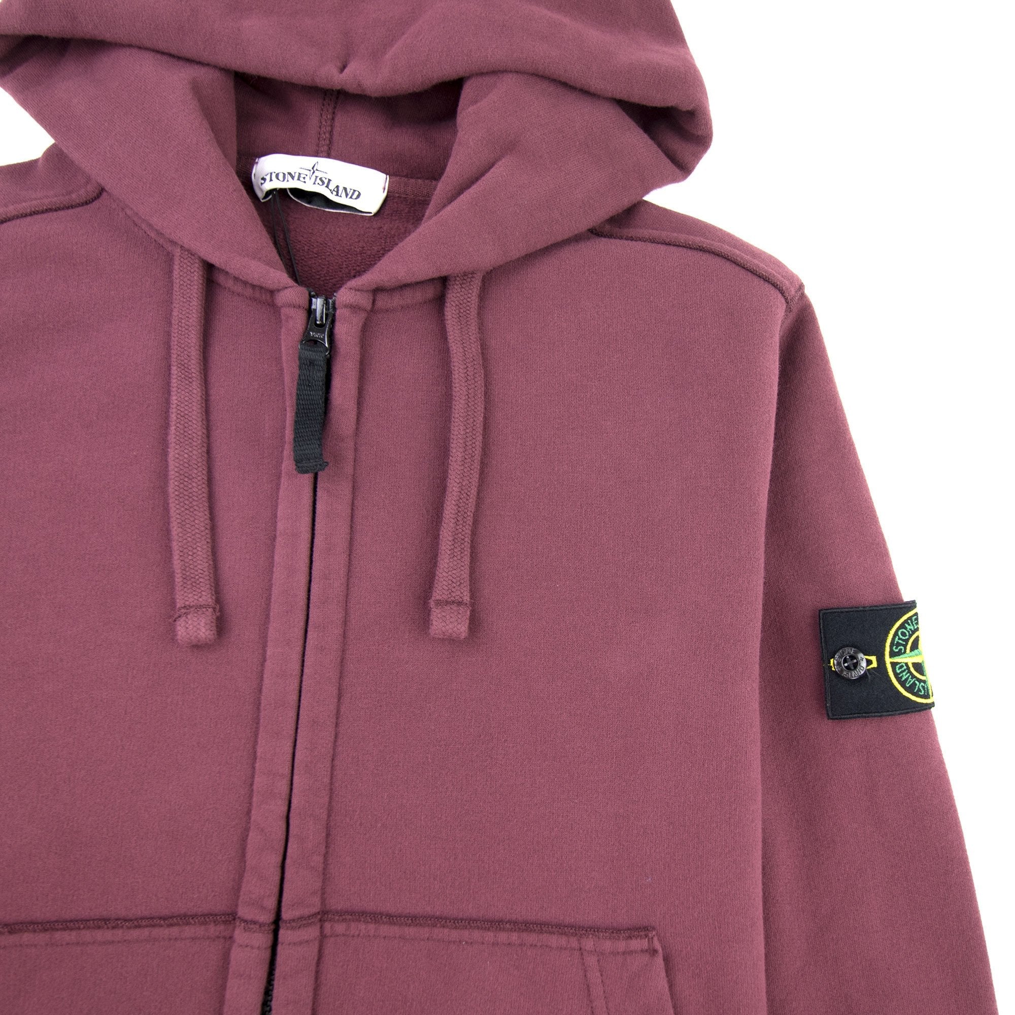 Stone Island 60220 Zip Up Hoodie Burgundy V0011