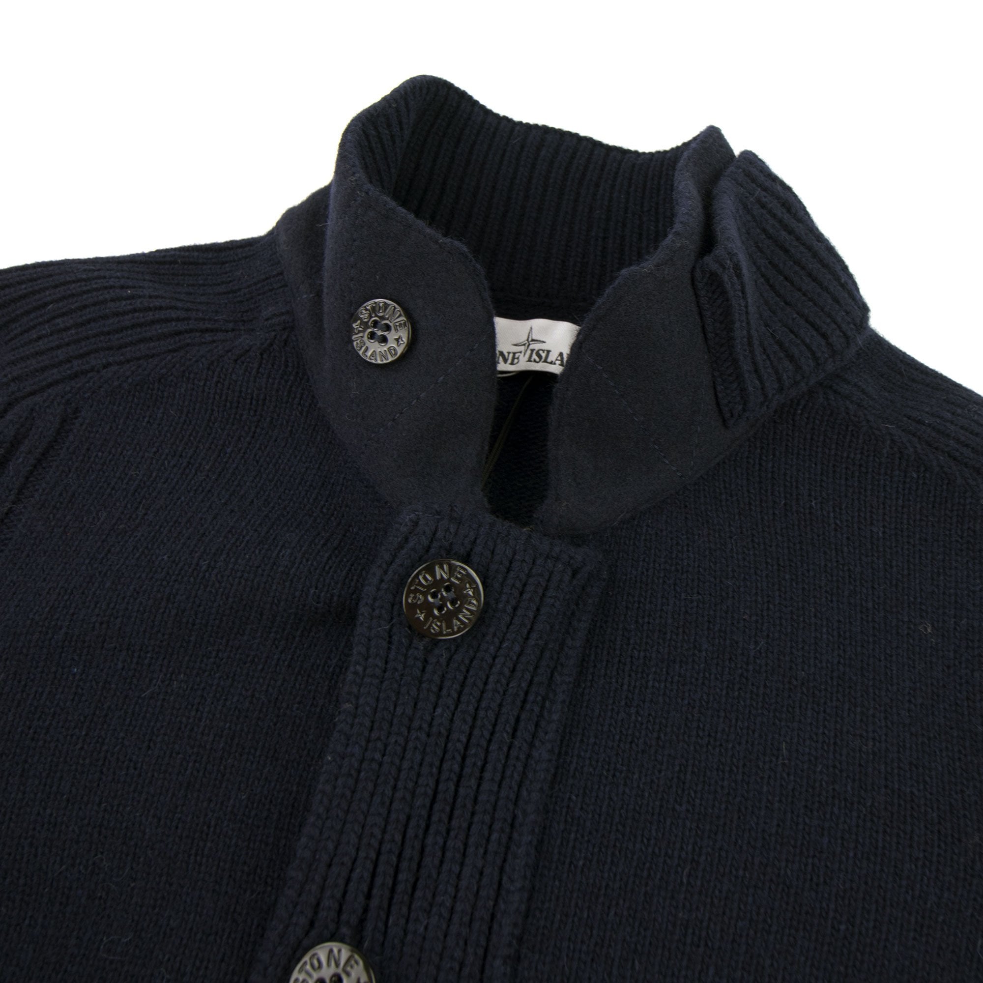 Stone Island 564A3 Button Up Wool Cardigan Black