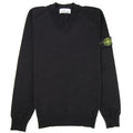 Stone Island 584C4 V Neck Wool Knitted Sweatshirt Black V0029