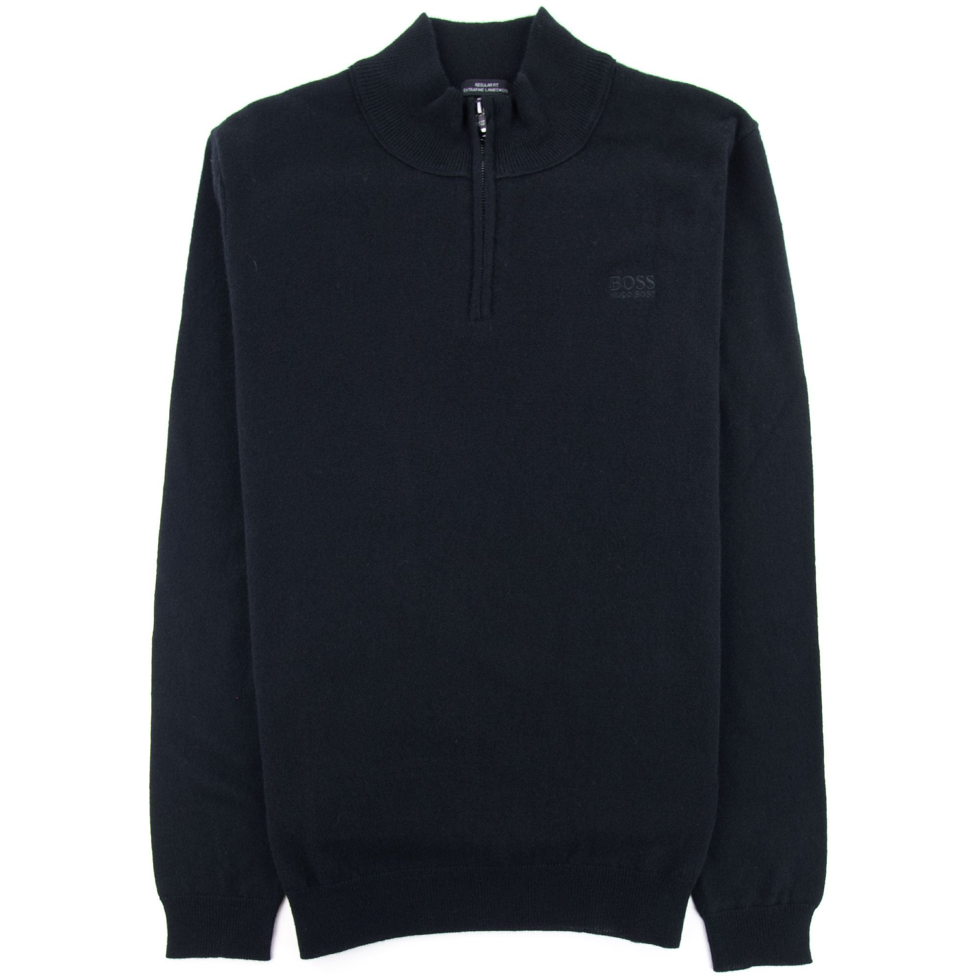 Hugo Boss Barlo Quarter Zip Lambswool Jumper Black